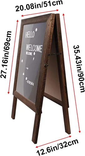 Vista 5 de AIWFL Tablero de letras de fieltro de doble cara de 36 x 20 pulgadas con números de letras intercambiables, tablero de menú de madera grande