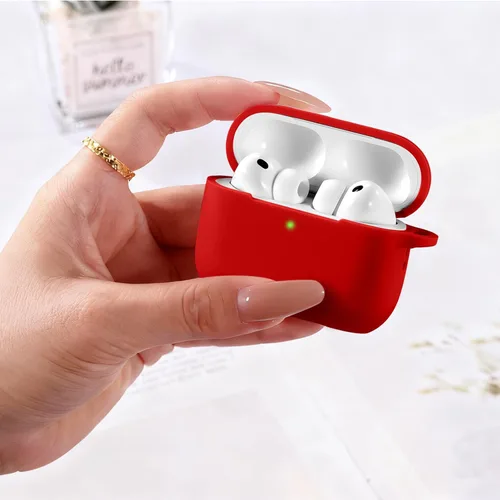 Vista 7 de Lerobo - Funda protectora completa de silicona suave para AirPods Pro 3 Rojo