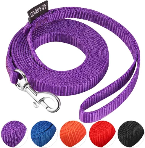 Vista 17 de AMAGOOD 6 pies de correas para cachorros/perros, correa de estilo tradicional resistente con gancho de cuello fácil de usar, correa para perros Negro