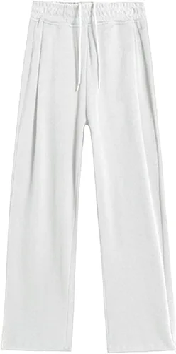 Vista 3 de LFKERWMG Ladies' Solid Color High Waist Velour Straight Leg Trousers with Tie Waist