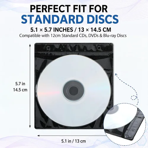 Vista 2 de Harloon 200 fundas de plástico transparente de doble cara, para CD y DVD Material PP y tela de fibra, mangas protectoras para discos en blanco