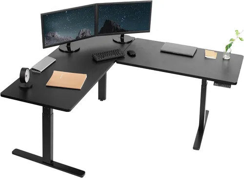 Vista 13 de VIVO DESK-KIT-3E8BO - Escritorio eléctrico de altura ajustable de 83 x 60 pulgadas para trabajar de pie, con 2 cubiertas sólidas de bambú, marco