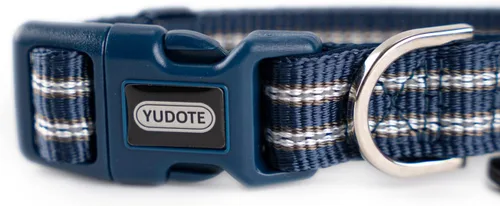 Vista 5 de Collar de nailon reflectante para perro con acolchado de neopreno suave y cómodo, ajustable para perros pequeños (cuello de 9.8 a 15 pulgadas, azul)