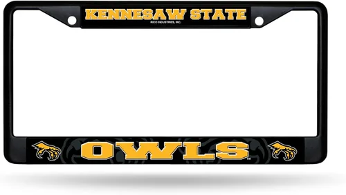 Vista 73 de Rico Industries NCAA Marco cromado negro estándar con insertos de calcomanías de 12 x 6 pulgadas, accesorio para automóvil y camión
