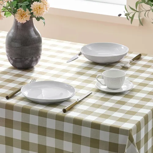 Vista 3 de Mantel a cuadros rectangular de gingham, impermeable, sin arrugas, manteles de búfalo a cuadros para mesa, lavables para comedor, fiestas y picnic
