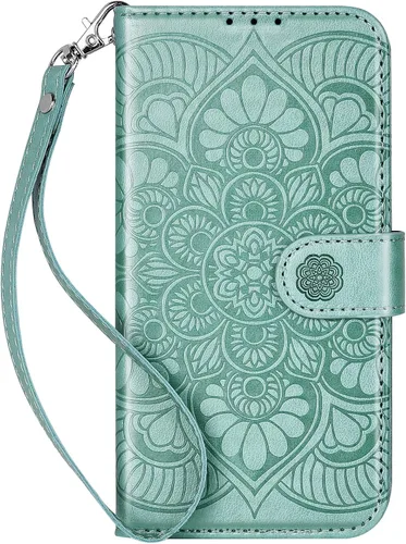 Vista 12 de Funda tipo cartera para iPhone 13 Mini, bloqueo RFID, funda protectora de piel sintética con ranura para tarjetas, bolsillo para efectivo