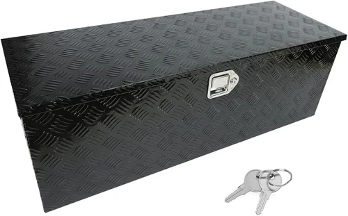 Vista 19 de Caja de herramientas de aluminio negro resistente de 16 x 7.5 x 10 pulgadas con cerraduras y llave de cierre con mango en T, caja de herramientas