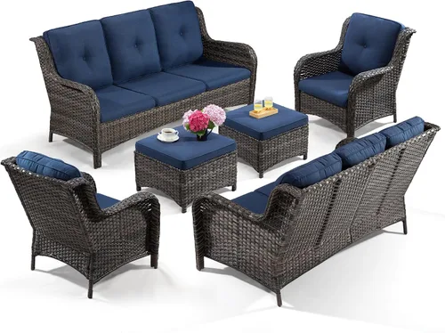 Vista 34 de Juego de 2 sillas de patio giratorias de 360 grados para exteriores y mesa auxiliar a juego – 3 sillas deslizantes de mimbre para patio con cojines
