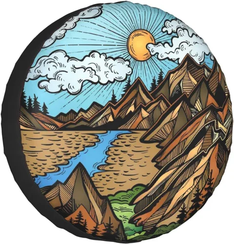 Vista 8 de Bear and Mountain - Cubierta de neumático de repuesto para neumáticos, impermeables, ajuste universal para remolque, RV, SUV, camión, caravana