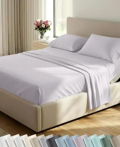 Vista 53 de California Design Den Juego de sábanas tamaño King, 100% algodón, sábanas lujosas de 600 hilos con bolsillo profundo, ropa de cama duradera con 16