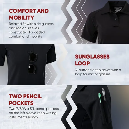 Vista 3 de Vertx Polo táctico para mujer, manga corta, transpirable, ropa táctica al aire libre para misiones activas, ajuste relajado