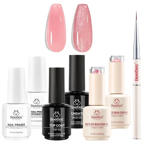 Vista 24 de Beetles - Gel constructor para uñas, 2 unidades de gel transparente 8 en 1 para ápice instantáneo, fortalecimiento y extensión, apto