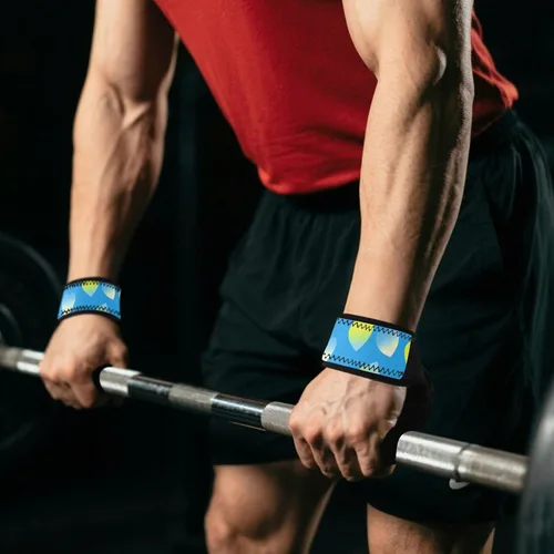 Vista 7 de Teal Gradient Valentine Love Wrist Wraps and Lifting Straps 26" Anti Slip Heavy Duty Wrist Workout Straps for Powerlifting, Strength Training
