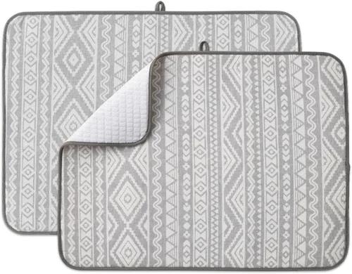 Vista 22 de Paquete de 2 tapetes de secado de platos para encimera de cocina, absorbentes, tapetes escurridor de platos de microfibra, almohadilla de secado