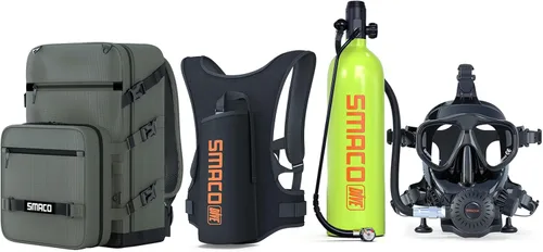 Vista 8 de SMACO Mini tanque de buceo para buceo en aguas poco profundas 1.9L Kit de tanque de buceo de cilindro de buceo proporciona 25-30 minutos de apoyo