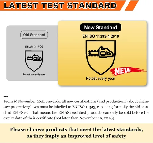 Vista 2 de Chainsaw Gloves Saw Protection on Left Hand Back EN ISO 11393-4, Cut-resistance Gloves Cow Leather Palm