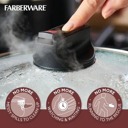 Vista 4 de Olla Farberware Smart Control antiadherente con tapa, capacidad de 6 cuartos de galón, negra