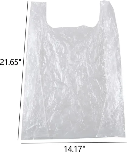 Vista 5 de Jekiyo Bolsas de compras transparentes para camisetas con asa, bolsas de plástico para comestibles, 320