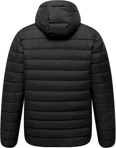 Vista 3 de Chaqueta ligera acolchada con capucha para hombre, resistente al agua, con cremallera completa, con aislamiento térmico, abrigos de invierno cálidos