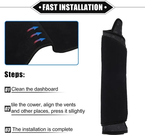 Vista 7 de Cubierta de salpicadero compatible con Toyota Camry 2002-2006, antideslizante, de poliéster, color negro, cubierta protectora