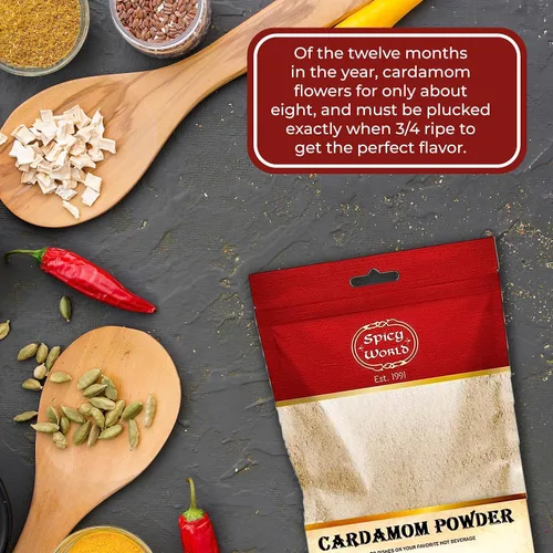 Vista 7 de Spicy World Polvo de cardamomo molido (cardamomo) bolsa de 3.5 onzas