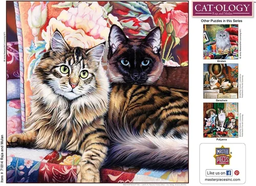 Vista 7 de MasterPieces - Rompecabezas con diseño de gato-Ology (1000 piezas), con arte por Jenny Newland., Multicolor