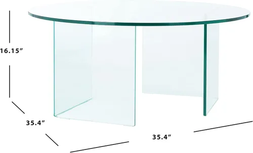 Vista 3 de SAFAVIEH Home Collection Bexon Mesa de centro redonda de vidrio templado transparente