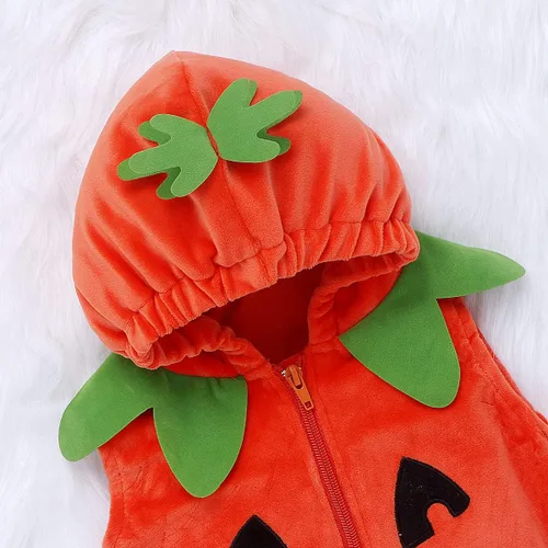 Vista 6 de Lindo disfraz de calabaza de Halloween para bebé, disfraz unisex para niños y niñas