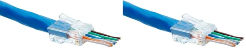 Vista 12 de trueCABLE Cat5e RJ45 conectores de paso a través de enchufe modular sin blindaje (UTP), certificación UL, extremo de crimpado EZ, chapado en oro, 3