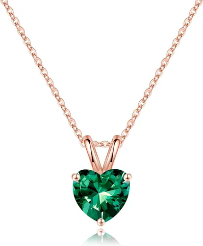 Vista 26 de SMILEST Dainty Heart Birthstone Necklace for Women, 925 Sterling Silver 01-enero-granate rojo