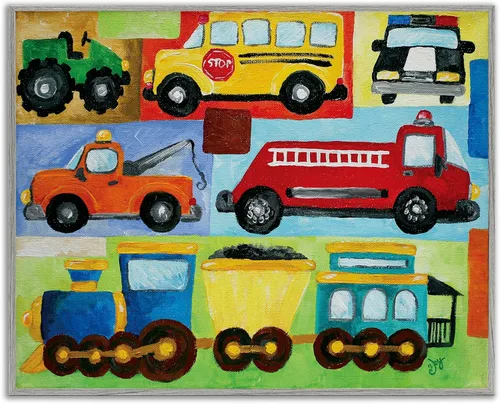 Vista 17 de Placa de pared The Kids Room by Stupell Aviones, trenes y automóviles, 11 x 14 pulgadas