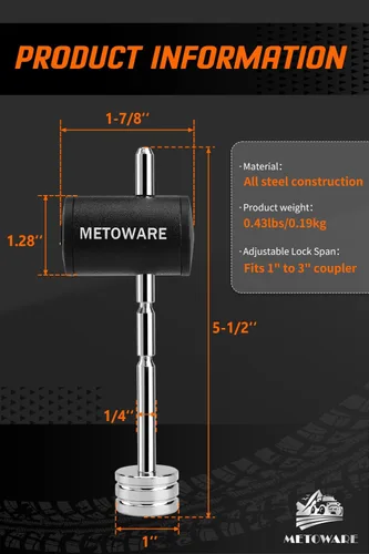 Vista 5 de METOWARE Juego de Cerradura de Acoplador de Remolque para Trabajo Pesado - Cerradura Universal de Bola de Remolque, Enganche de Pasador Curvado