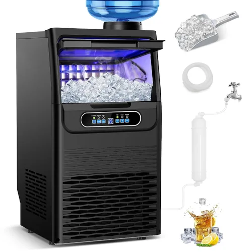 Vista 10 de Máquina de hielo debajo del mostrador, 95 libras/día con contenedor de almacenamiento de 35 libras, 40 cubos en 10 minutos, puerta reversible