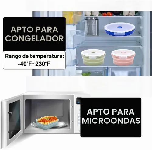 Vista 6 de Juego de contenedores plegables para almacenamiento de alimentos de silicona (INDIGO)