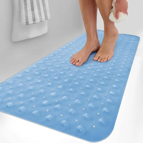 Vista 2 de LUX Décor - Tapete antideslizante para bañera, extra grande, 40 x 16 pulgadas, tapete de ducha de seguridad antideslizante con ventosas y agujeros