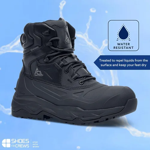 Vista 5 de Shoes for Crews ACE Fargo II - Botas de trabajo para hombre, antideslizantes e impermeables, Negro