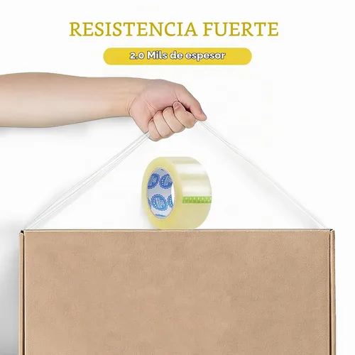 Vista 4 de Cinta de embalaje transparente de 3 pulgadas, 24 rollos (55 yardas, 2.0 mil), cinta de sellado industrial resistente para almacén, cumplimiento