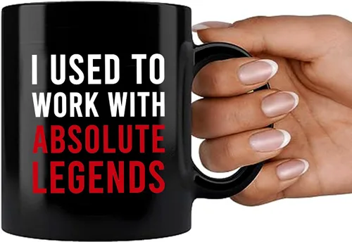 Vista 7 de Panvola Taza de café de cerámica con texto en inglés "I Used To Work With Absolute Legend Coworker Gifts Retirement New Job Goodbye Retired Negro