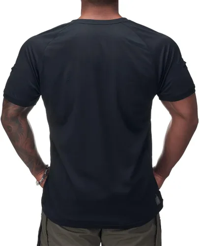Vista 3 de IDOGEAR Camisas tácticas de cuello redondo para hombre, camiseta atlética de manga corta, camisetas deportivas para exteriores