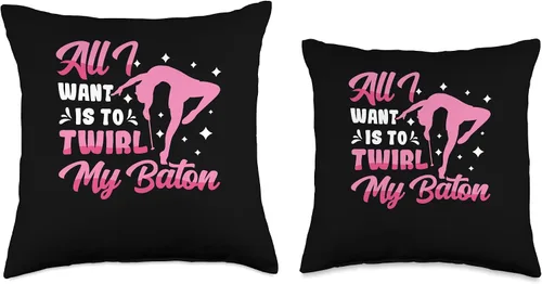 Vista 3 de Twirler Majorettes All I want is to twirl my Baton Twirling Throw Pillow