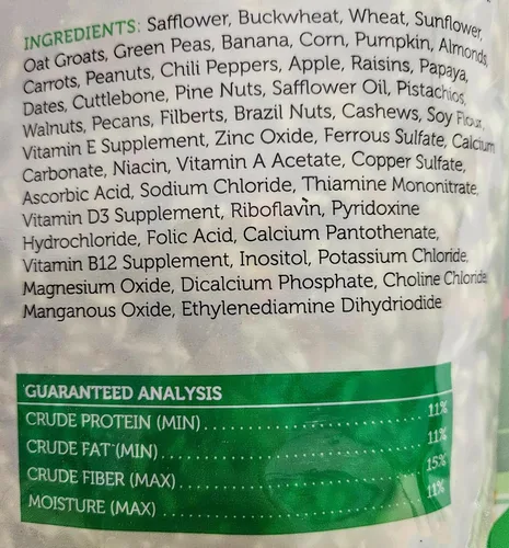 Vista 3 de Comida para pájaros loros (con semillas de girasol), bolsa de 4 libras, mezcla de semillas para una variedad de loros