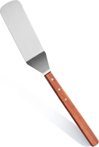 Vista 3 de New Star Foodservice 38200 Espátula/Volteador Flexible para Parrilla con Mango de Madera, 21 Pulgadas