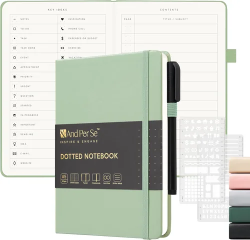 Vista 9 de &And Per Se Juego de diario y bolígrafo forrados (3 paquetes), cuaderno de tapa dura de cuero A5 con bolígrafo y juego de papelería, 160 páginas