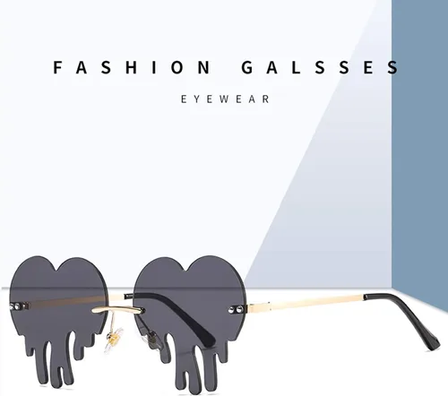 Vista 6 de ZUZU - Gafas de sol para mujer con estuche para gafas, corazón de moda con forma de lágrimas, gafas de sol sin borde, gafas de sol geniales