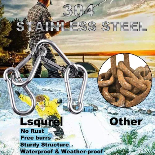 Vista 4 de Carabiner Clips 304 Stainless Steel Snap Hooks