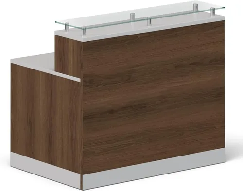 Vista 6 de NBF Recepción Mostrador superior de cristal para vestíbulo de oficina, 48" W, Driftwood Gris