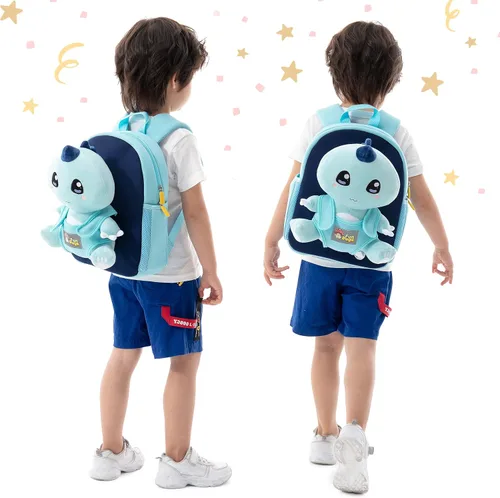 Vista 2 de FunGuys Mochila Kawaii de dinosaurio para niños de 3 a 5 años, mochila para niños y niñas, mochila preescolar para niños de 5 a 7 años, jardín