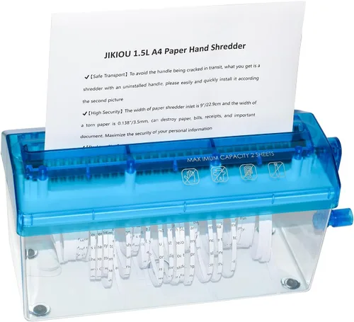 Vista 9 de JIKIOU Mini trituradora de mano portátil trituradora de papel manual trituradora de documentos herramienta de corte de papel para el hogar oficina