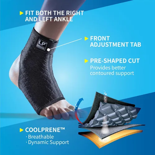 Vista 2 de LP SUPPORT 728CA Extreme Tobillera CoolPrene - Manga de compresión transpirable para apoyar y proteger el tobillo (negro, S)