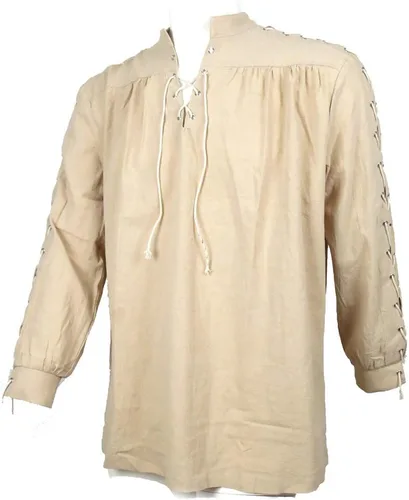 Vista 8 de Ropa interior para hombre, de lino suelto, medieval, gótico, renacentista, camisa de manga larga, disfraz de mercenario pirata
